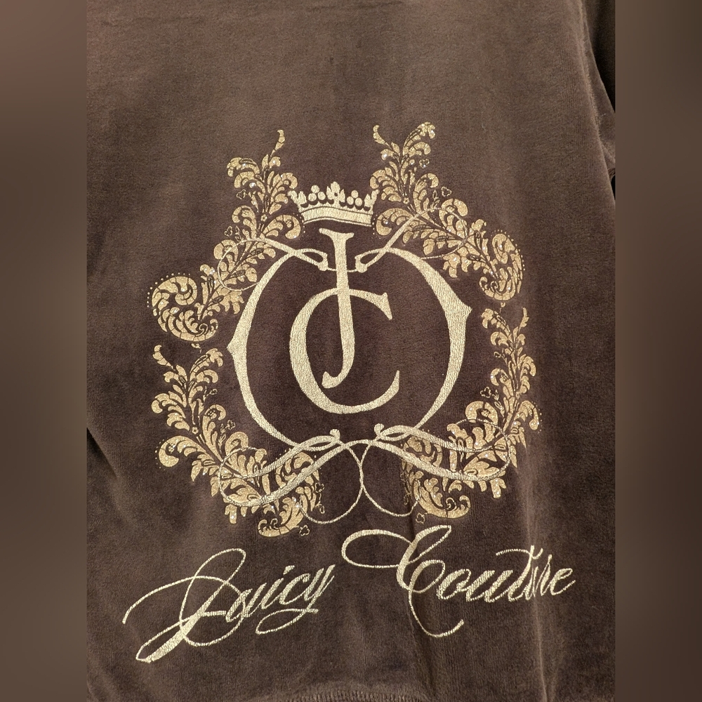 Juicy Couture Brown Velour Tracksuit Set – Hoodie L / Pants M - Picture 6 of 8